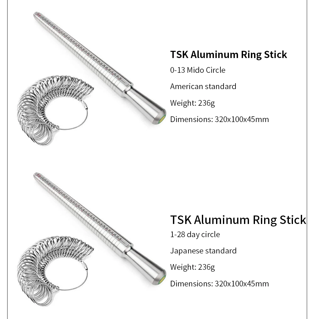 NIUPIKA HK/US/JP/UK/EU Aluminum Ring Rod Metal Ring Multi-size Specification Size Measurement Screening Jewelry DIY Tool