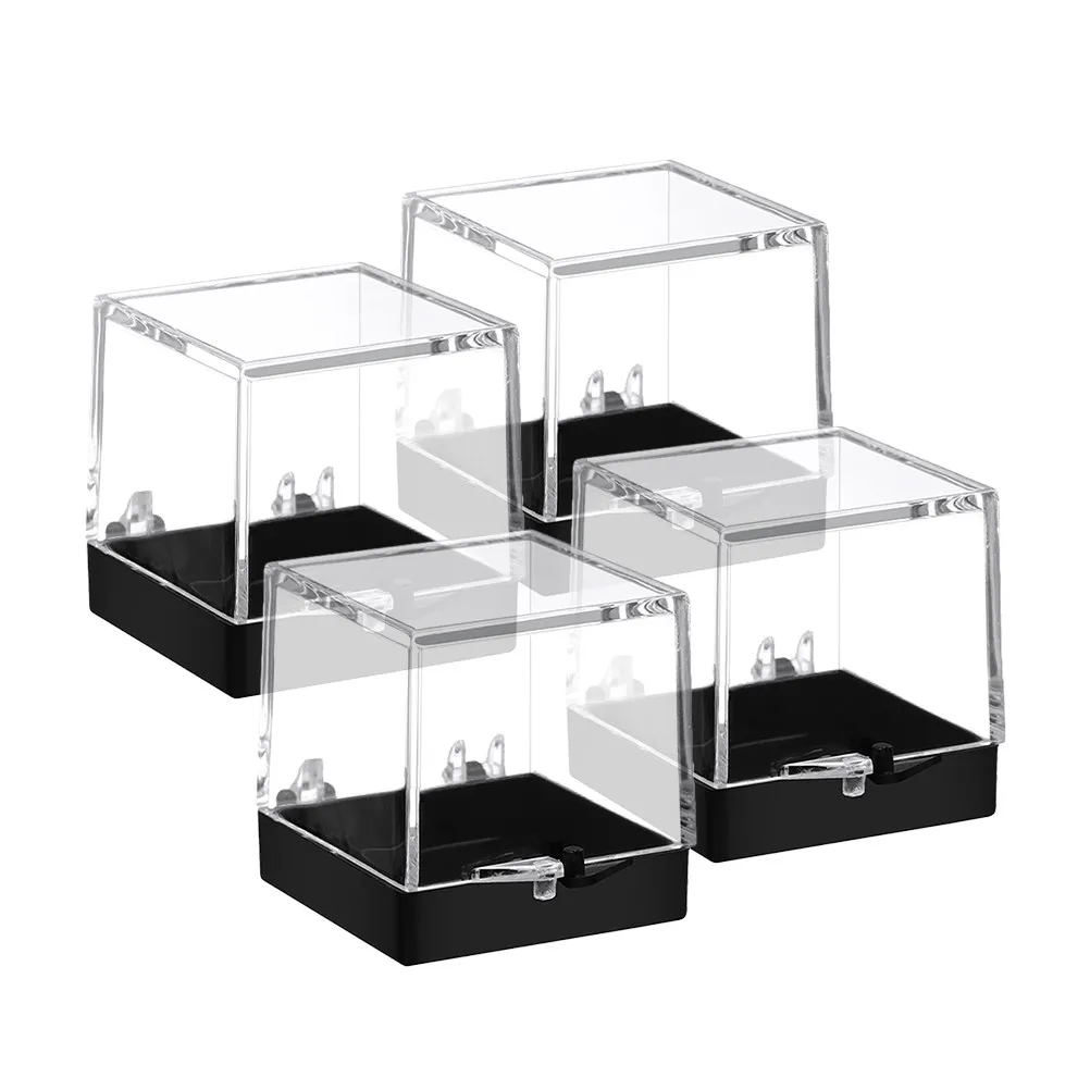 

4Pcs Plastic Specimen Holder Transparent Display Box for Mineral Stones Secure Storage Case Clear Specimen Display Container