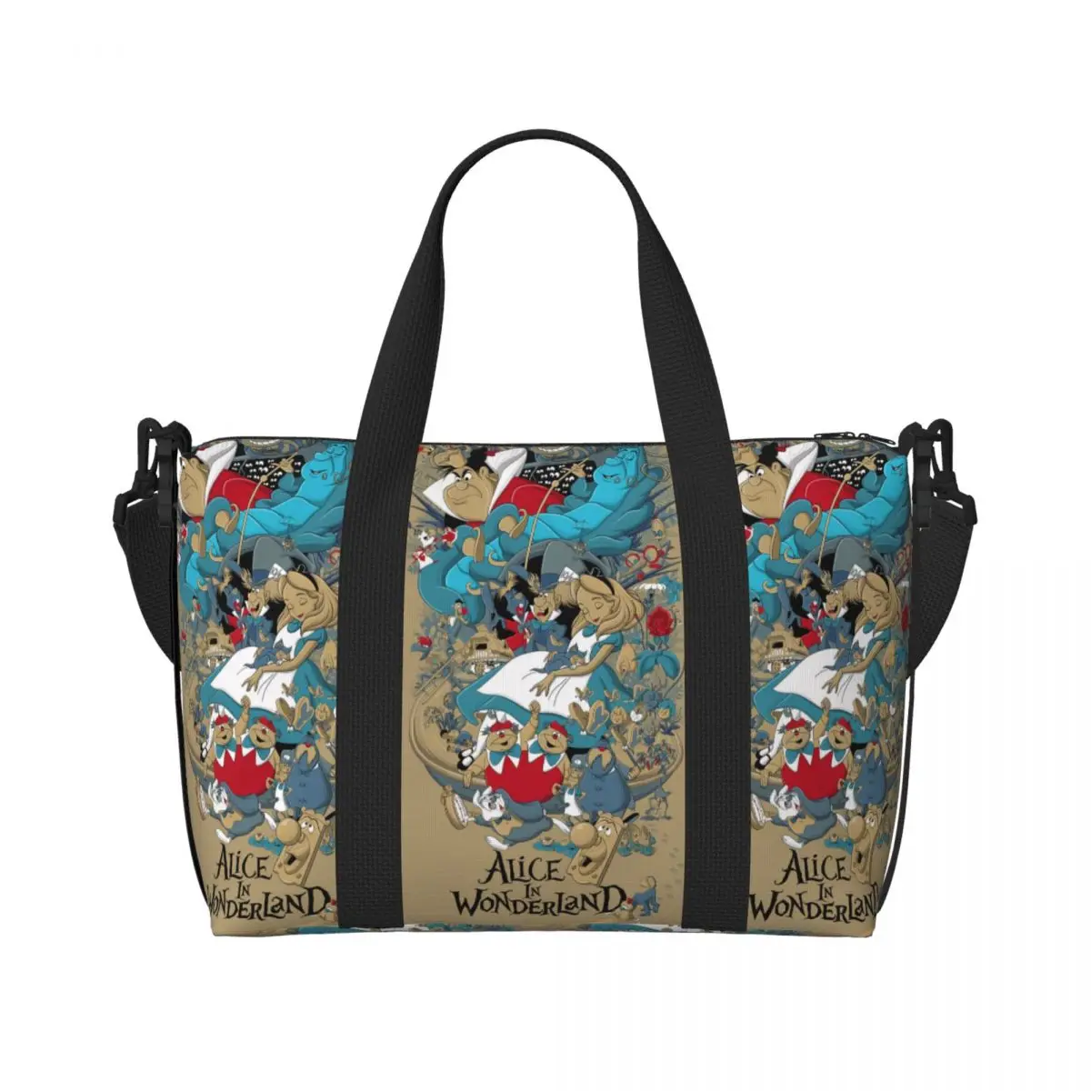 

Custom Cheshire Cat Anime Alice In Wonderland Tote Bag Women Large Capacity Gym Beach Shoulder Travel Bag