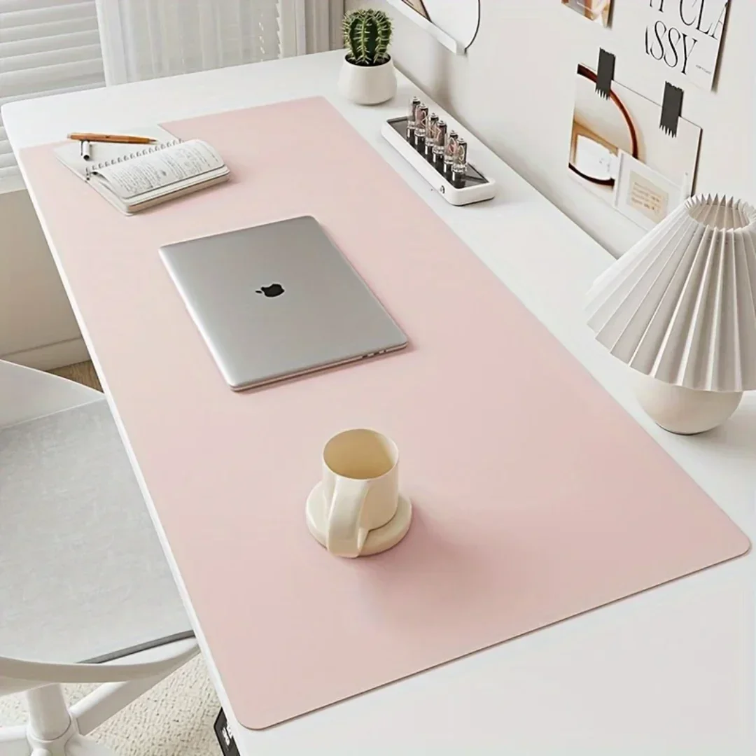 1 Piece Large Size Waterproof Faux Leather Table Mat Non-slip Solid Color Office Mouse Pad and Keyboard Protection Mat Mousepad