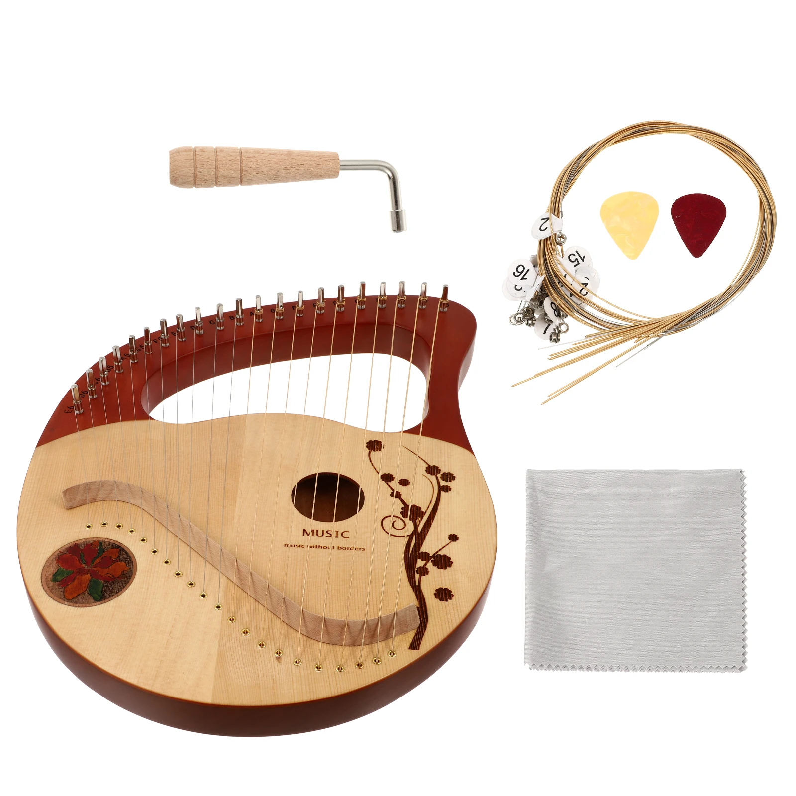 

Portable Harp 21 String Spruce Wood Body Lyre Instrument Beginner Ancient Style Retro Small Wooden Strings Tuning Rod Stable