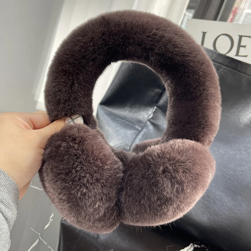 Real Fur Earmuffs Winter Russian Women Warm Genuine Rex Rabbit Fur Earmuff Fashion Lovely Natural Fur Earflaps Wholesale Retail