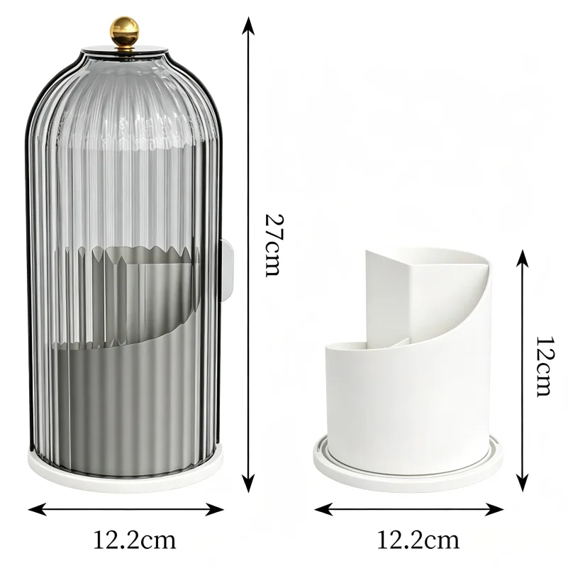 360° Rotating Makeup Brush Holder with Lid Cosmetic Organizer Lipstick Eyebrow Pencil Storage Box