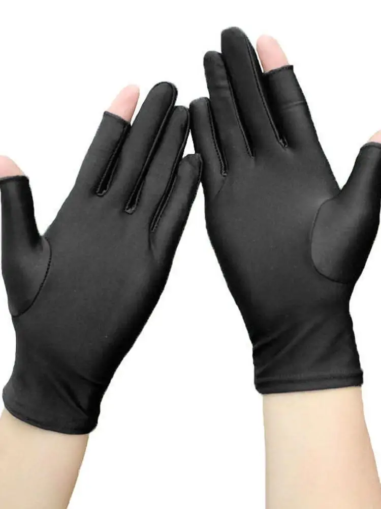 AliExpress NONE Elastic Breathable Cycling Two Finger Outdoor Driving Ice Silk Gloves Women Gloves Fingerless Man Mittens