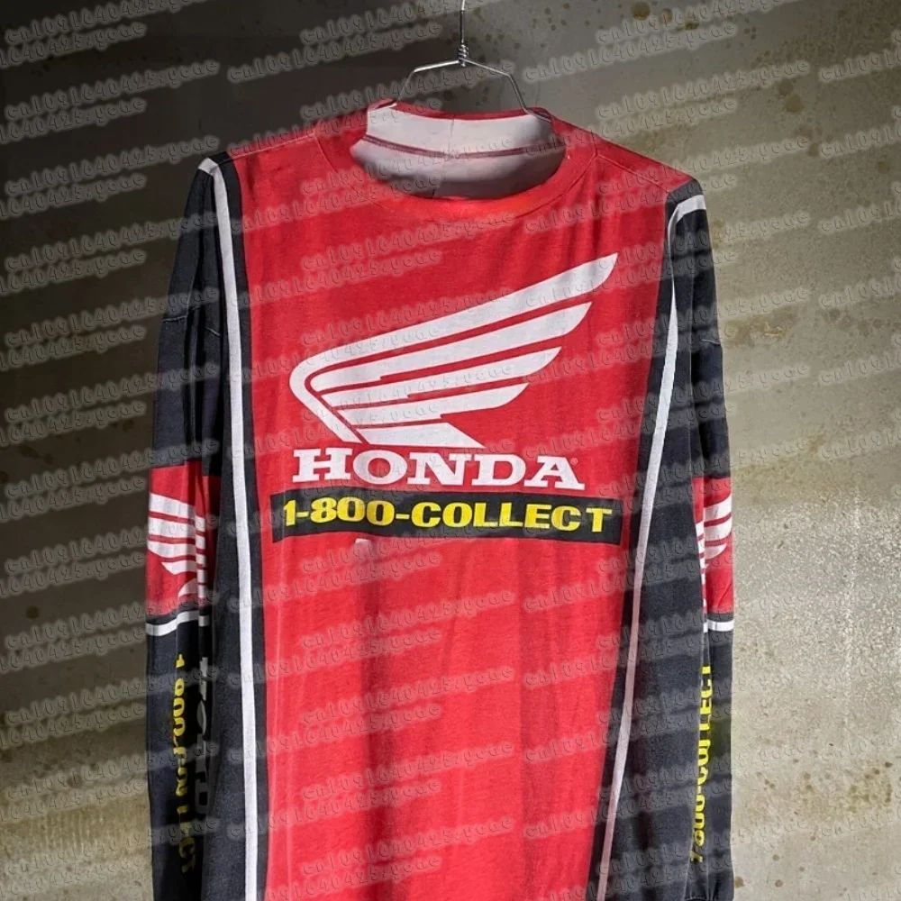 2025 الخريف هوندا جمع دراجة نارية جيرسي طويلة الأكمام ركوب قميص تنفس الترابية دراجة سباق مريحة على الطرق الوعرة موتو الأعلى