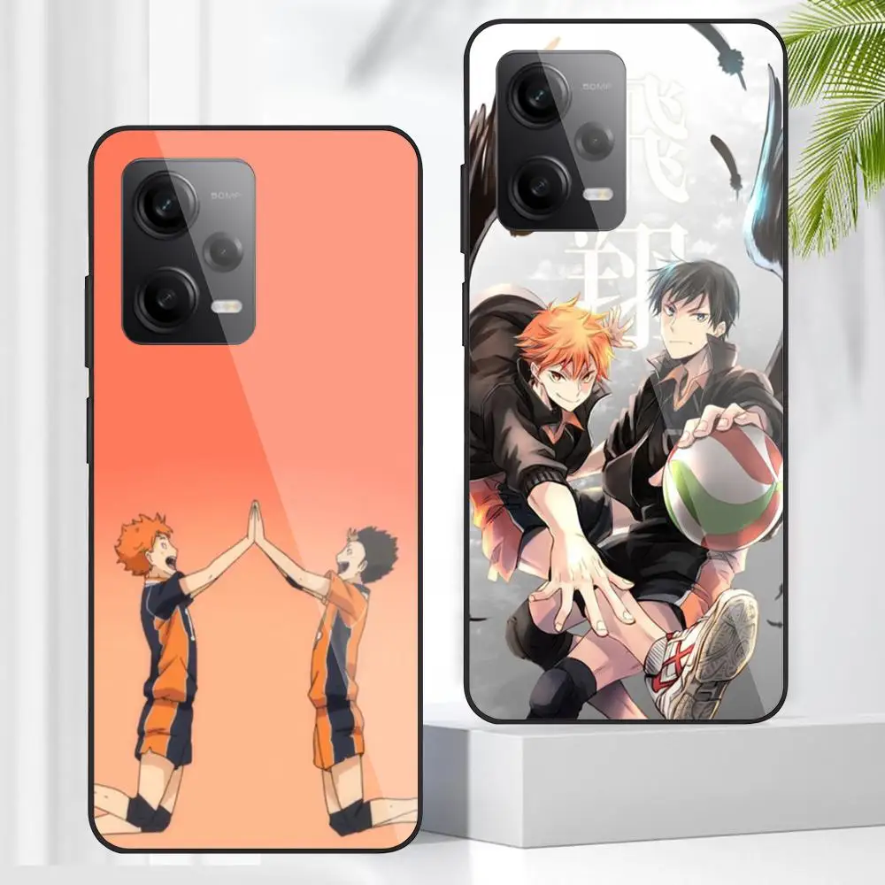 H_haikyu! Coque de téléphone en verre noir, coques pour Redmi Note 13 Pro Plus 12 11 A3X A1 A2 13C 12C