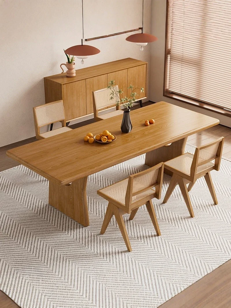 Solid wood dining table and chair combination rectangular household dining table restaurant homestay simple table living room