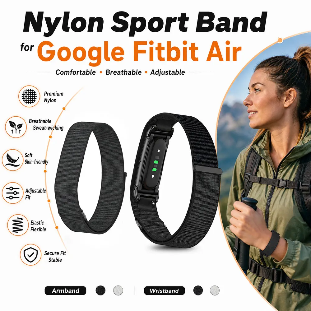 Light Replacement Band for Google Fitbit Air Band Nylon Bicep Band Adjustable Armband/Wristband for Google Fitbit Air Accessory