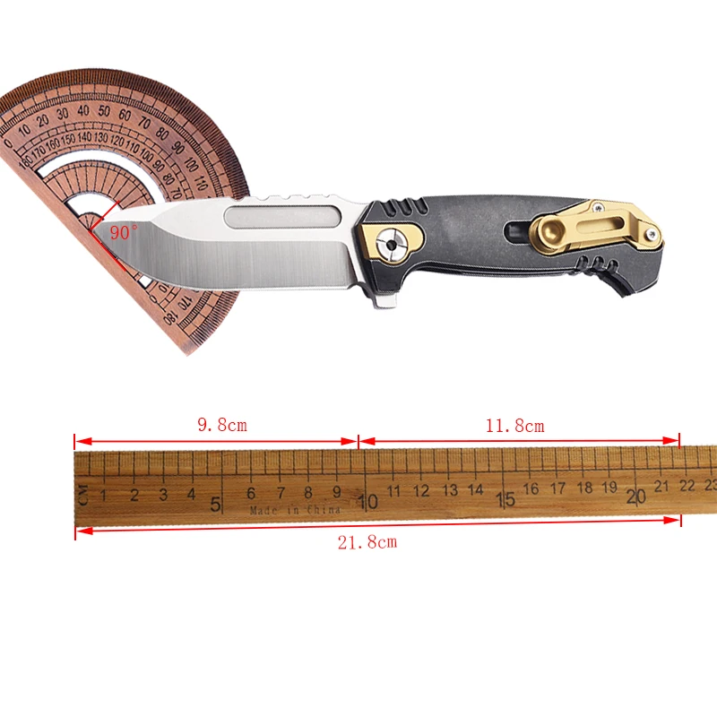 

10CR15MOVCO Titanium Alloy Folding Knife Sheet Portable Tool for Outdoor Survival Camping Hiking with Durable Handle