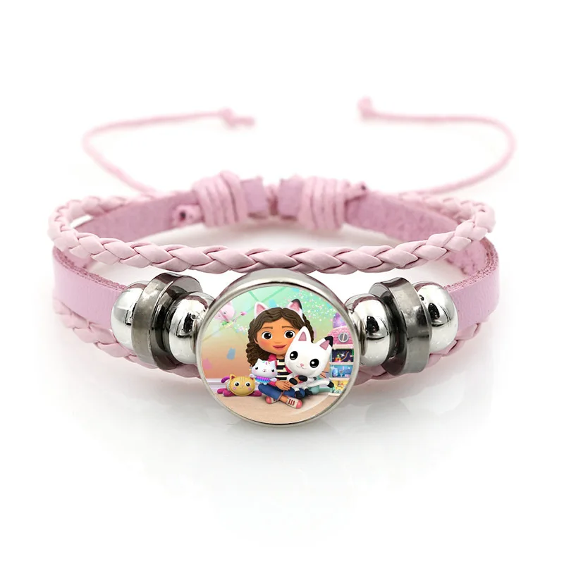 Gabby Dollhouse Bracelet Cute Cartoon Anime Jewelry Pink Blue Macaron Color Girls Woven Hand Decoration Jewelries Birthday Gift