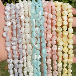 Natural Macaron Shell Beads 7-8mm Cube Flat Irregular Round Loose Spacer Beads Crafts for DIY Jewelry Bracelet Necklace Making