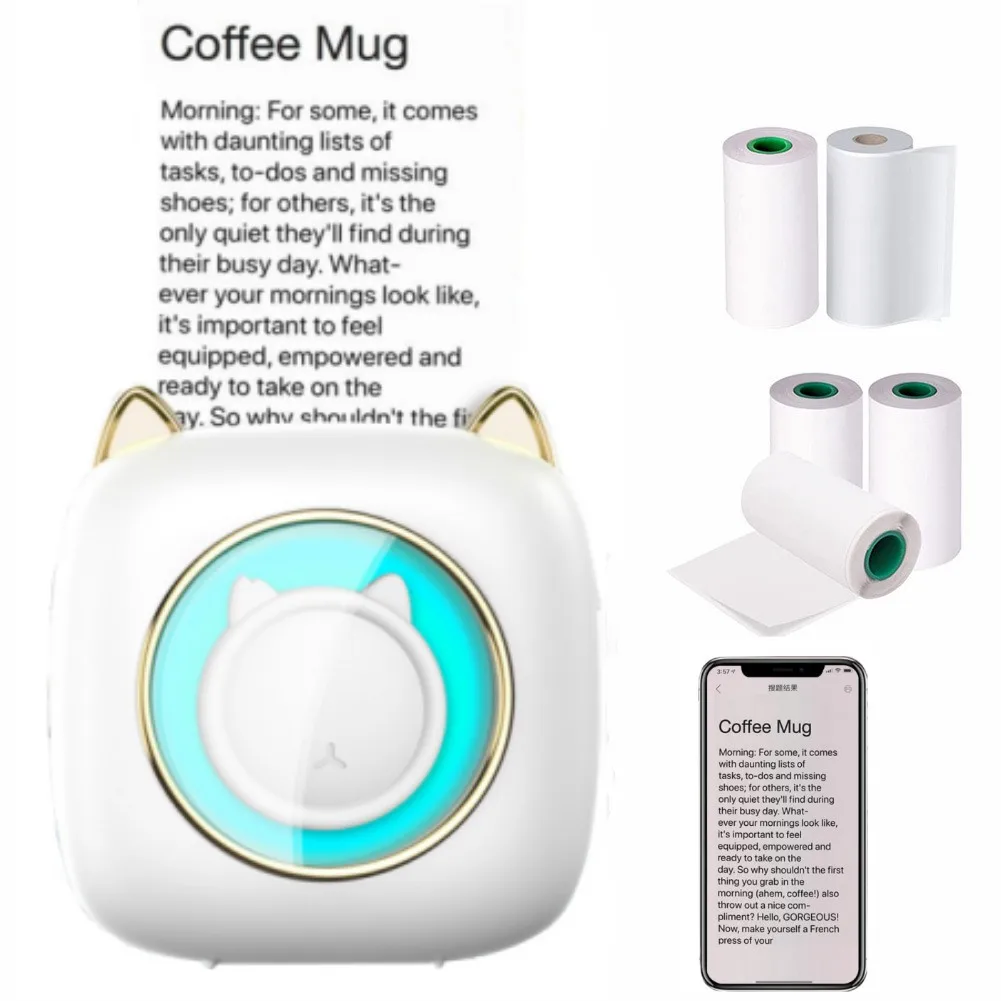 200dpi Mini Portable Thermal Printer Mobile Phone Android IOS Wireless BT Connect Printers Photo Lable