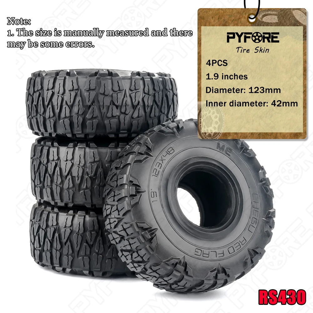 

PYFORE 4Pcs Tire Skin Diameter 123mm for 1/10 1.9in Crawler Off Road Tire Skin RC Remote Control Model Car # RS430