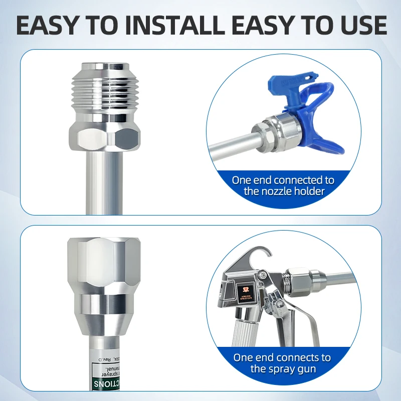 Airless Spray Gun Extension Wand Kit, 20‑50cm Paint Sprayer Extension Pole with Reversible Nozzle Tips for Wall Ceiling Painting