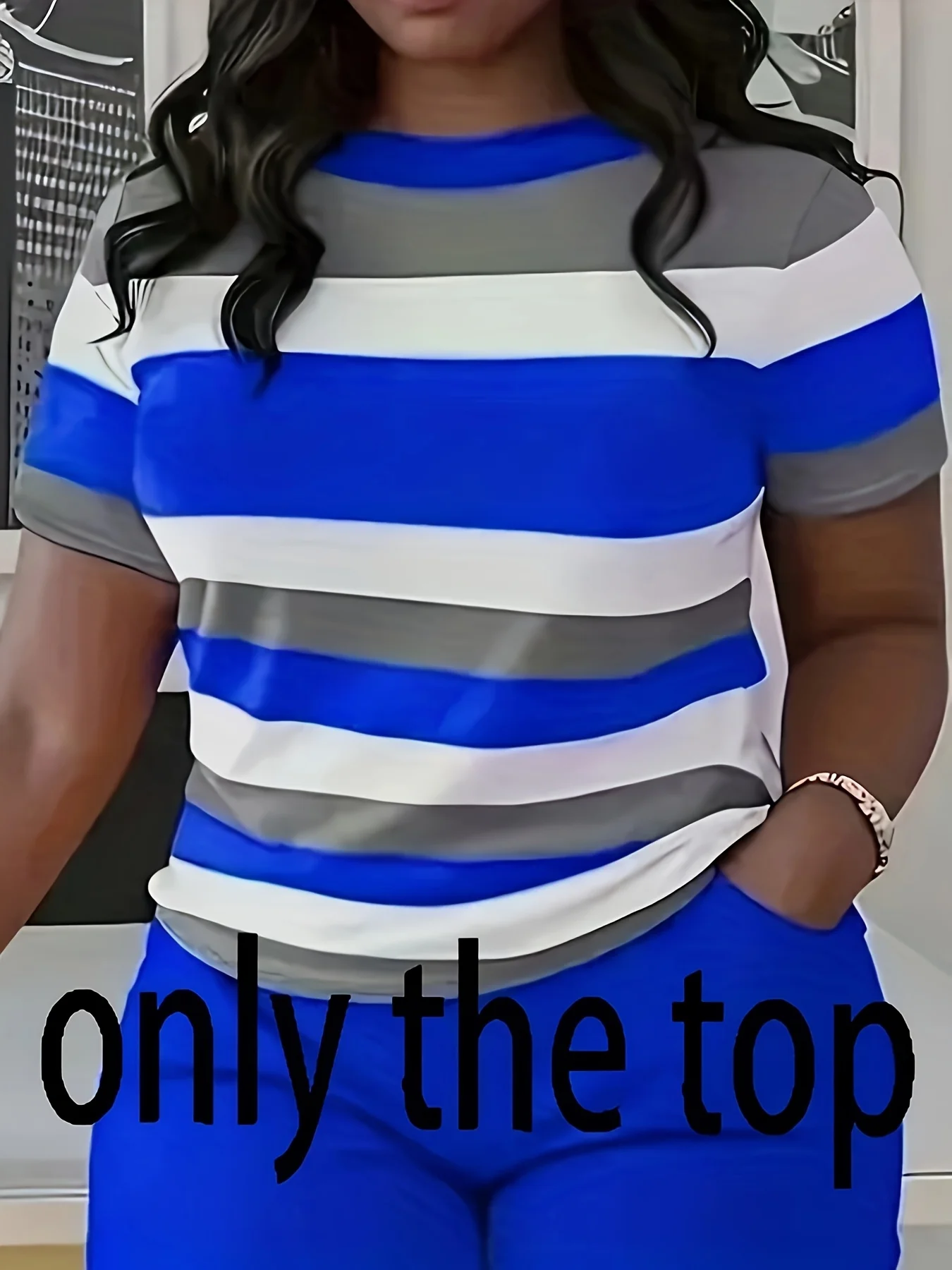 قطعة واحدة للسيدات تي شيرت مخطط عصري بأكمام قصيرة، بلوزة محبوكة كاجوال برقبة دائرية، مناسبة للربيع والصيف