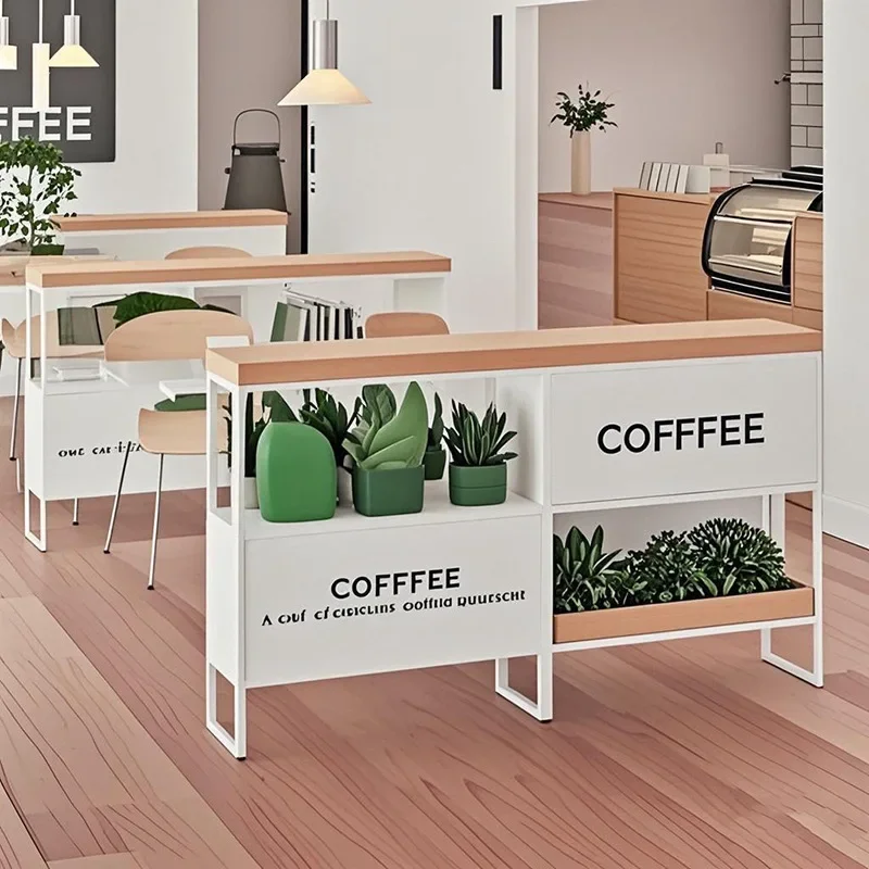 Restaurant booth partition Nordic wrought iron flower box shelf bookshelf removable office low fence