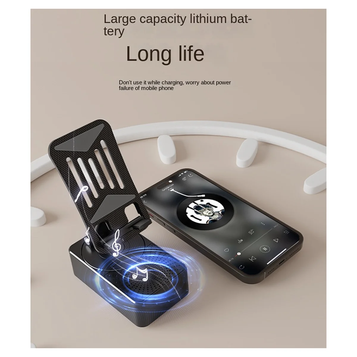 ABGN Soporte para teléfono móvil giratorio inteligente Bluetooth, soporte para teléfono móvil Altavoz Bluetooth perezoso Soporte para teléfono móvil plegable