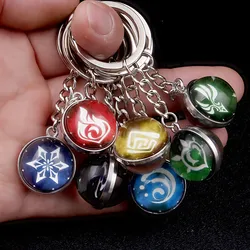 Game Genshin Impact Peripheral pendant God's Eye Element Double luminous glass ball pendant Metal key chain pendant Creative gif