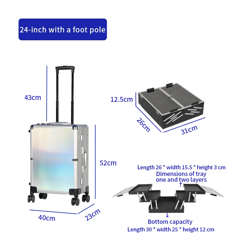 OBOX Factory Supply Makeup Case With Mirror-Equipped Portable And Foldable For Make Up Artist Fireproof MDF Board Anti Water