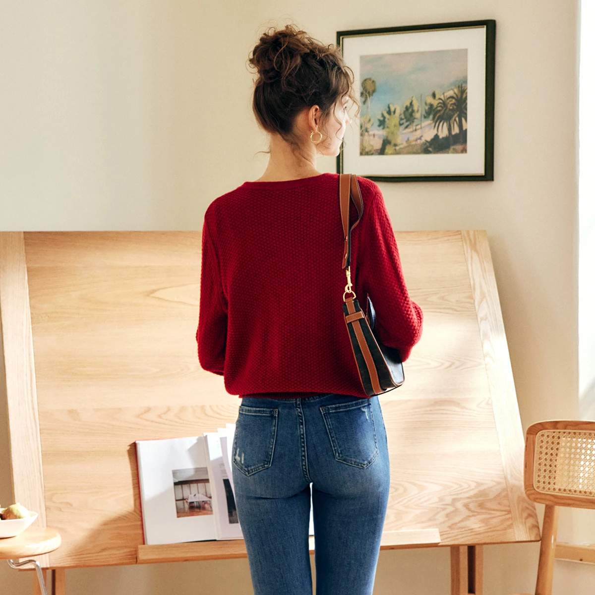 Oriel フレンチニットカーディガン女性の秋 2025 新作 O ネックシングルブレストセーターカジュアルヴィンテージ女性トップス O57QM00356