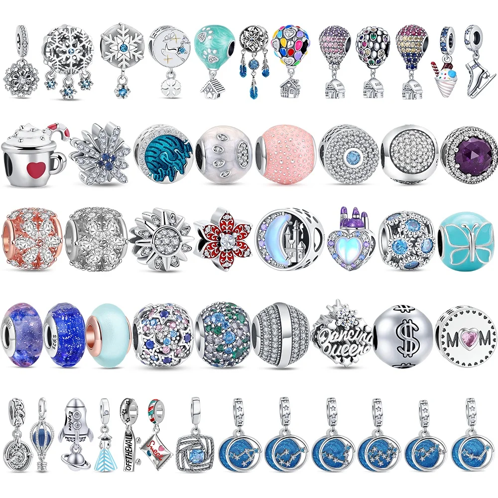 Hot Sale 925 Sterling Silver Colored Flower Leaf Cosmic Rainbow Murano Glass Charms Beads Fit DIY Bracelet Women Jewelry Gift