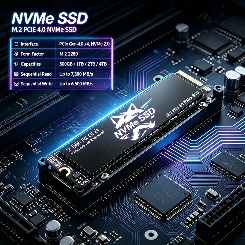 NVMe SSD Internal M.2 2280 PCIe4.0 X4 7300MB/s TLC 3D NAND 500GB‑4TB Solid State Storage for PS5 Gaming PC Desktop