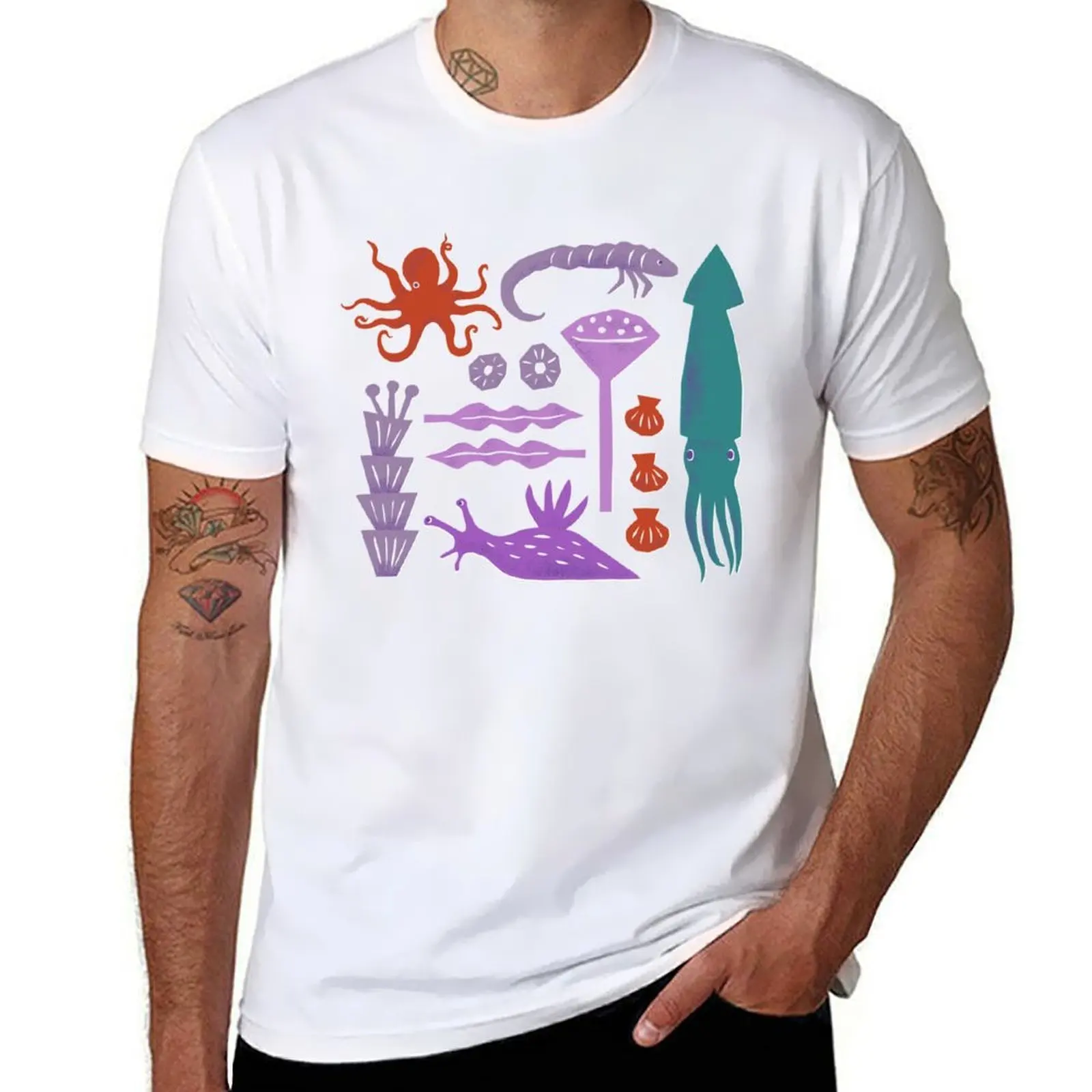 Sea Creatures T-Shirt cotton t shirt pack cotton t shirts man 100% T-Shirt