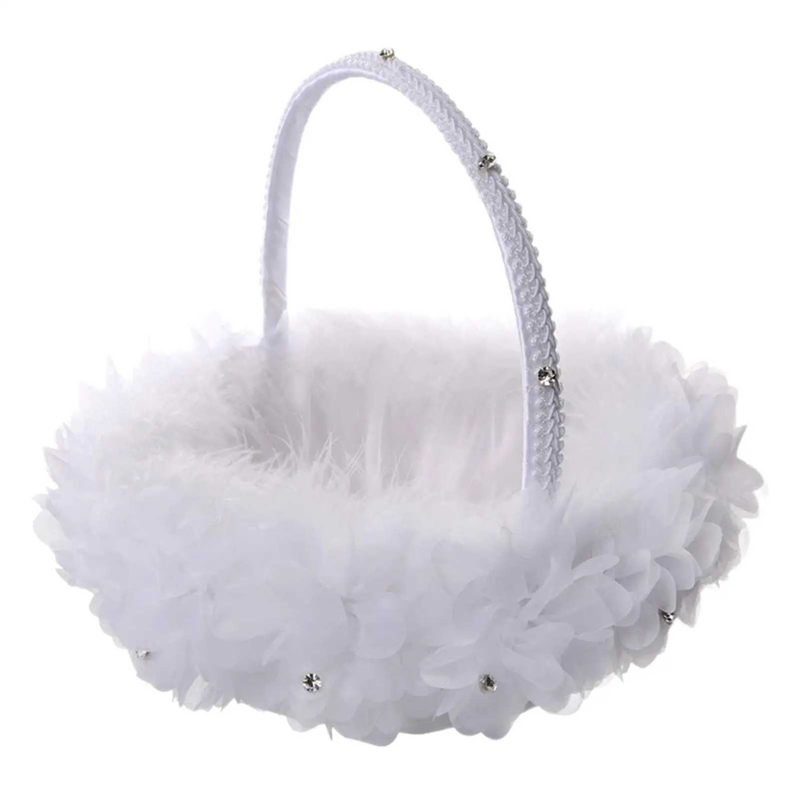 Flower Girl Basket Wedding Basket Engagement Fariy Wedding Basket Satin Flower Basket for Restaurant Special Occasions Events