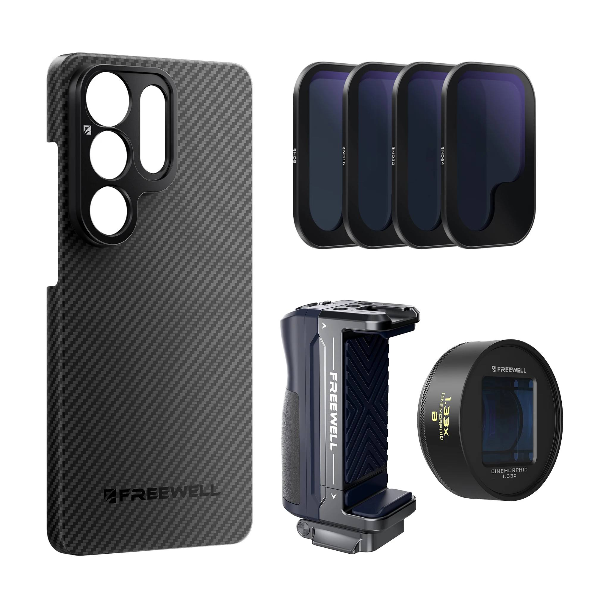 

Freewell Filmmaker Kit 17MM Mount Phone Case and 1.33x Anamorphic Lens, Selfie stick ＆ ND Filters For Samsung S25/S24/S23 Ultra
