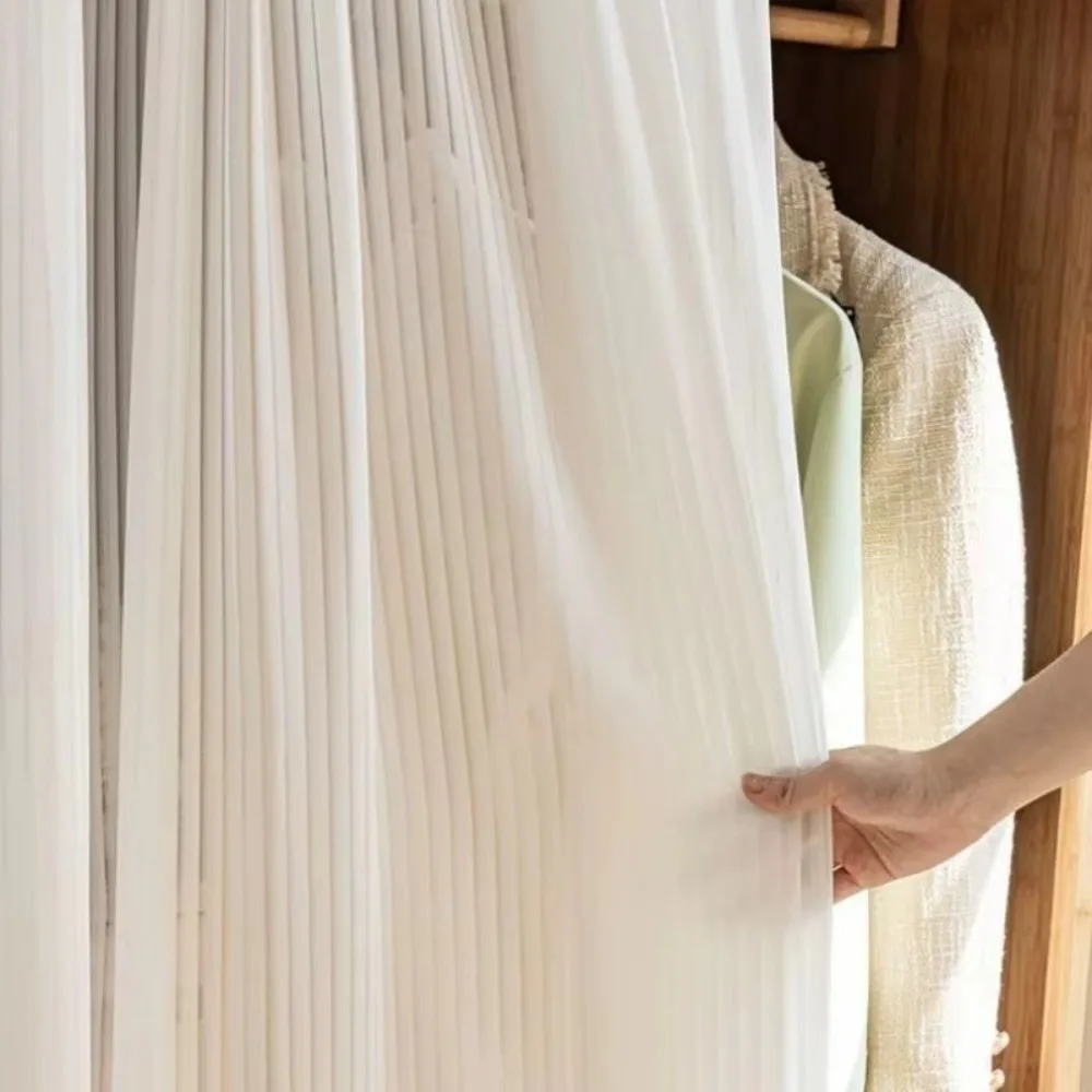 No-Drill Sheer Window Curtains Velcro Self-Adhesive Anti-Dust Privacy Sheer Curtains White Self-Adhesive Curtains