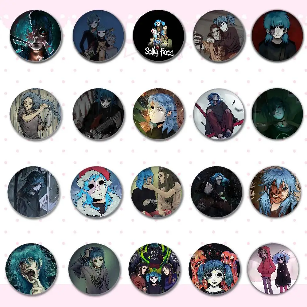 S-Sally Coole F-Face Spiel Abzeichen Runde Brosche Niedliche Cartoon Idol Cosplay Abzeichen DIY Rucksack Kleidung Schmuck Pins