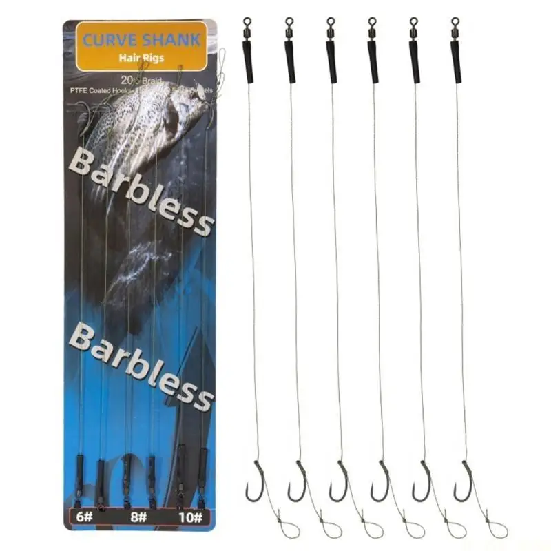M5TC Carp Fishing Hair Rigs Braided Thread Leader Line Extender Bait Stoppers Curved Barbed Carp Hooks Anti-Tangle Tackle