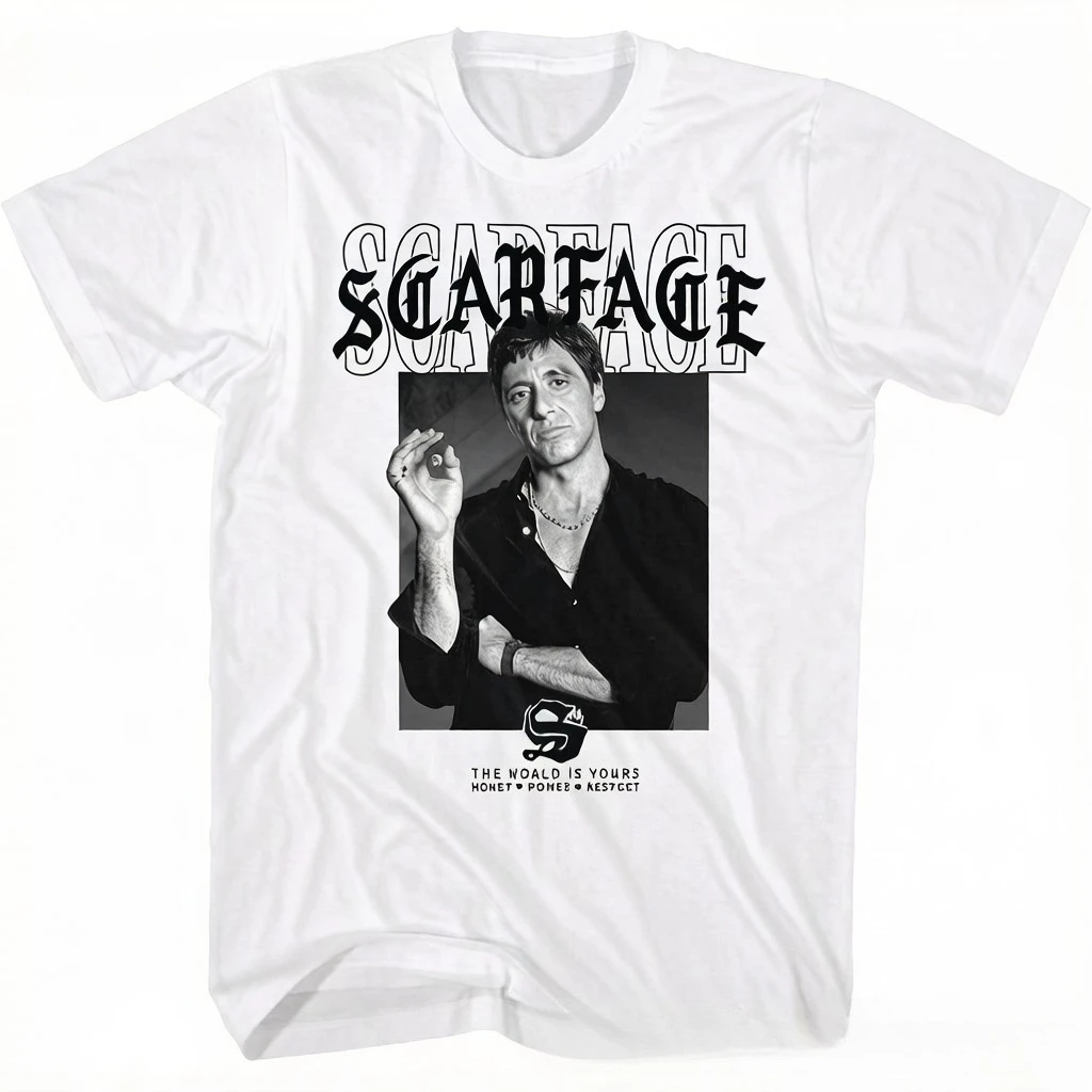 Scarface Movie Co-starring Al Pacino Cotton T-shirt, Suitable for Adults, Short Sleeve, Summer, Men.