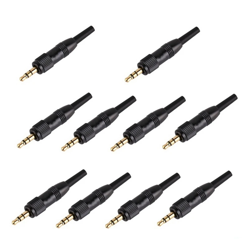 ABYC 10Pcs 3.5Mm Stereo Screw Locking Audio Lock Connector for Sennheiser for Sony Nady Audio2000S Mic Spare Plug Adapter