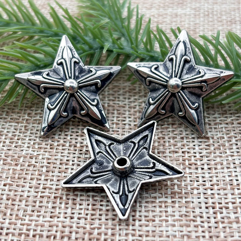 10 Pcs Metal Conchos Rivet Stud Spike Button Rivets for Leather Bag Decor Clothes Shoes DIY Craft Accessories Five Pointed Star