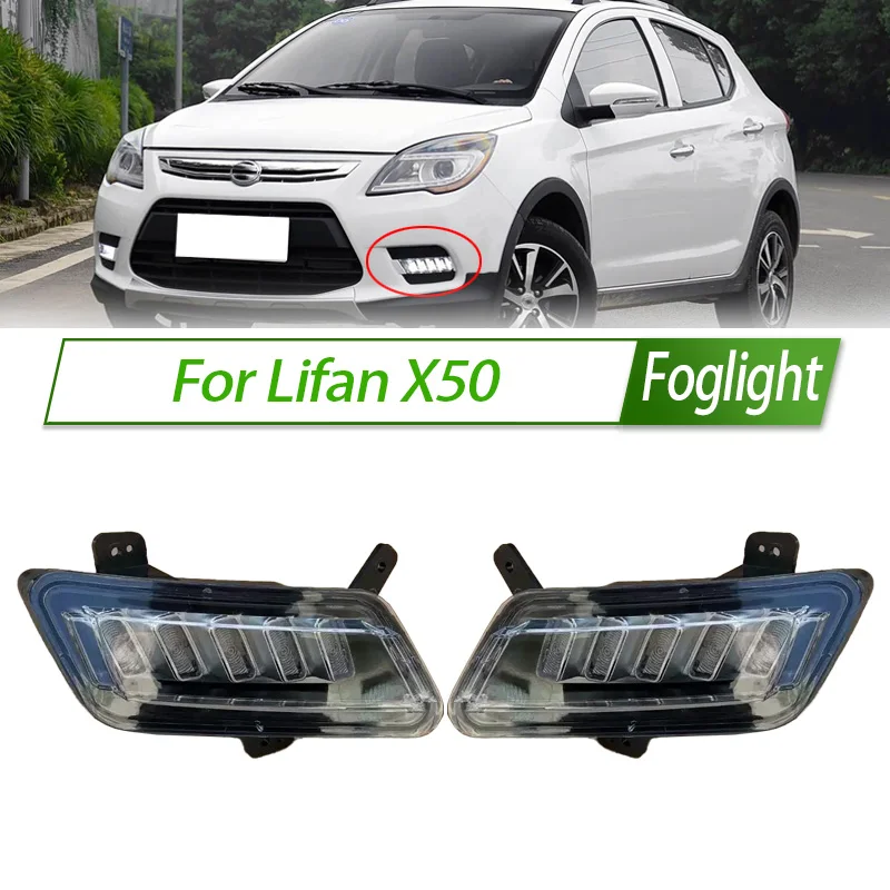 

For Lifan X50 Foglight Car Fog Light Assembly LED Front Bumper Fog Lamp Kit Replacement with Waterproof Housing Trim
