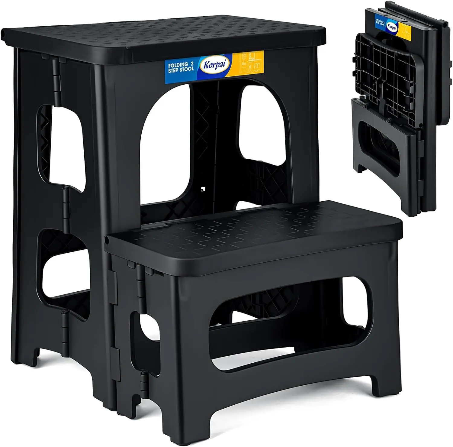 

Folding 2 Step Stools,8" & 17" Dual Heights,Folding Step Hold up to 250 lbs,Step Stools for Adults and Kids,Step Stool