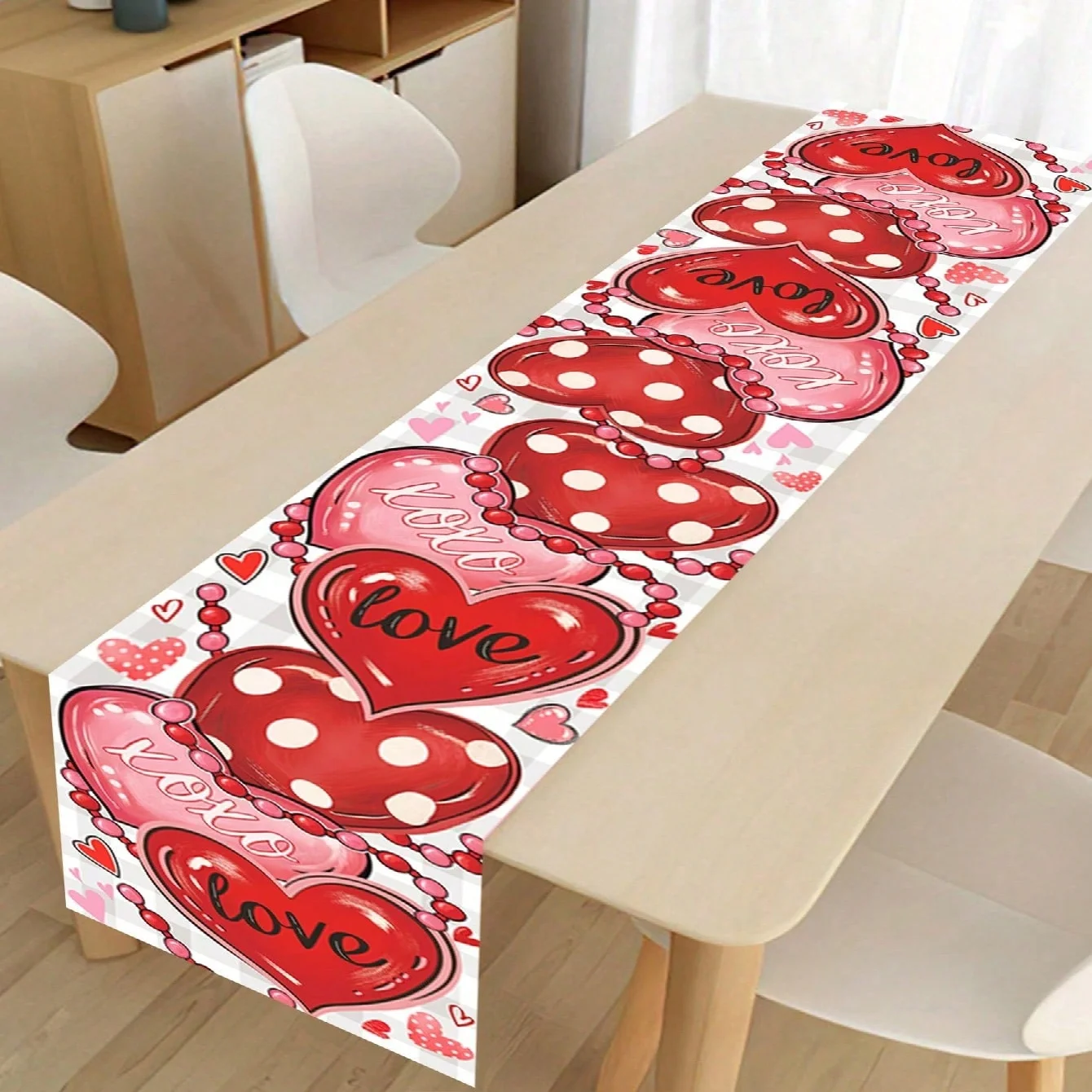 1 Stücke Herz Ballon Liebe Thema Tischläufer Rosa Herz Dekoration Tischdecke Valentinstag Romantische Party Wasserdichte Lange Tischdecke Paar Abendessen Ins Stil Tischläufer
