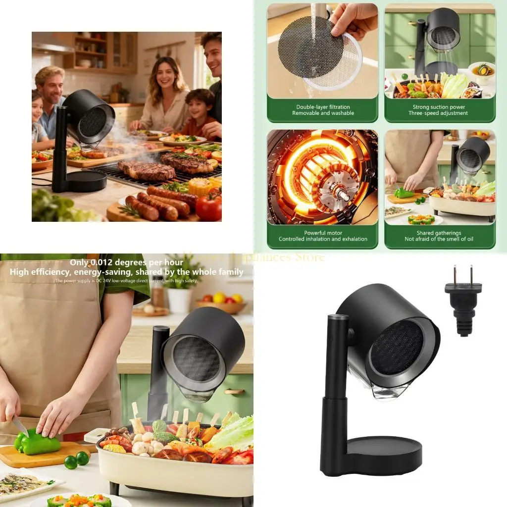 D0AB Ventilatore scarico da tavolo 110 V Cappa da cucina piccola da tavolo regolabile in altezza Resistente