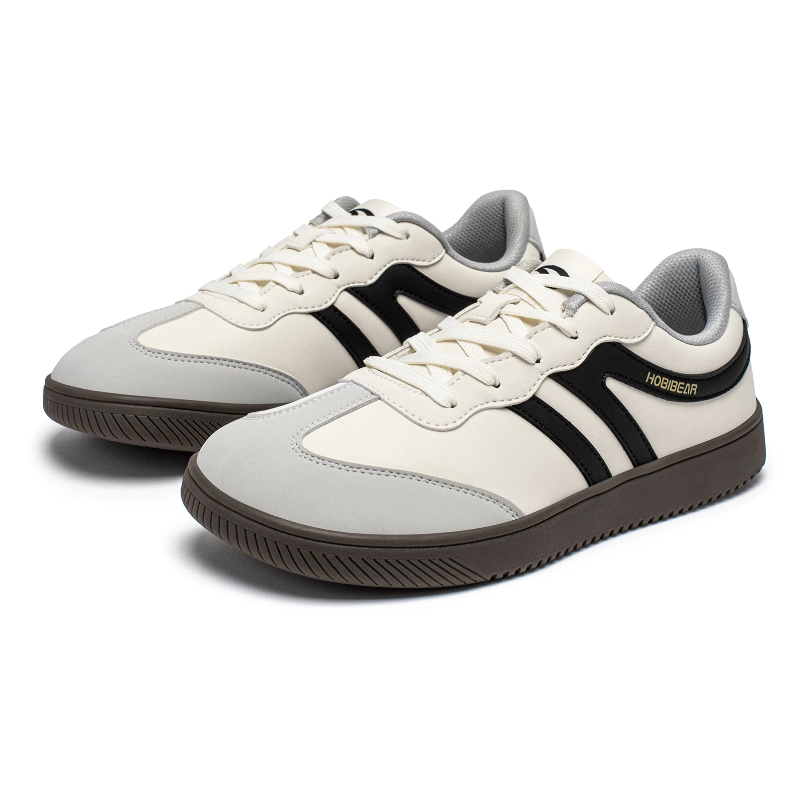 أحذية HOBIBEAR للجنسين ذات مقدمة واسعة أحذية رياضية من الجلد الصناعي كاجوال برباط علوي أحذية عصرية كلاسيكية للنساء والرجال