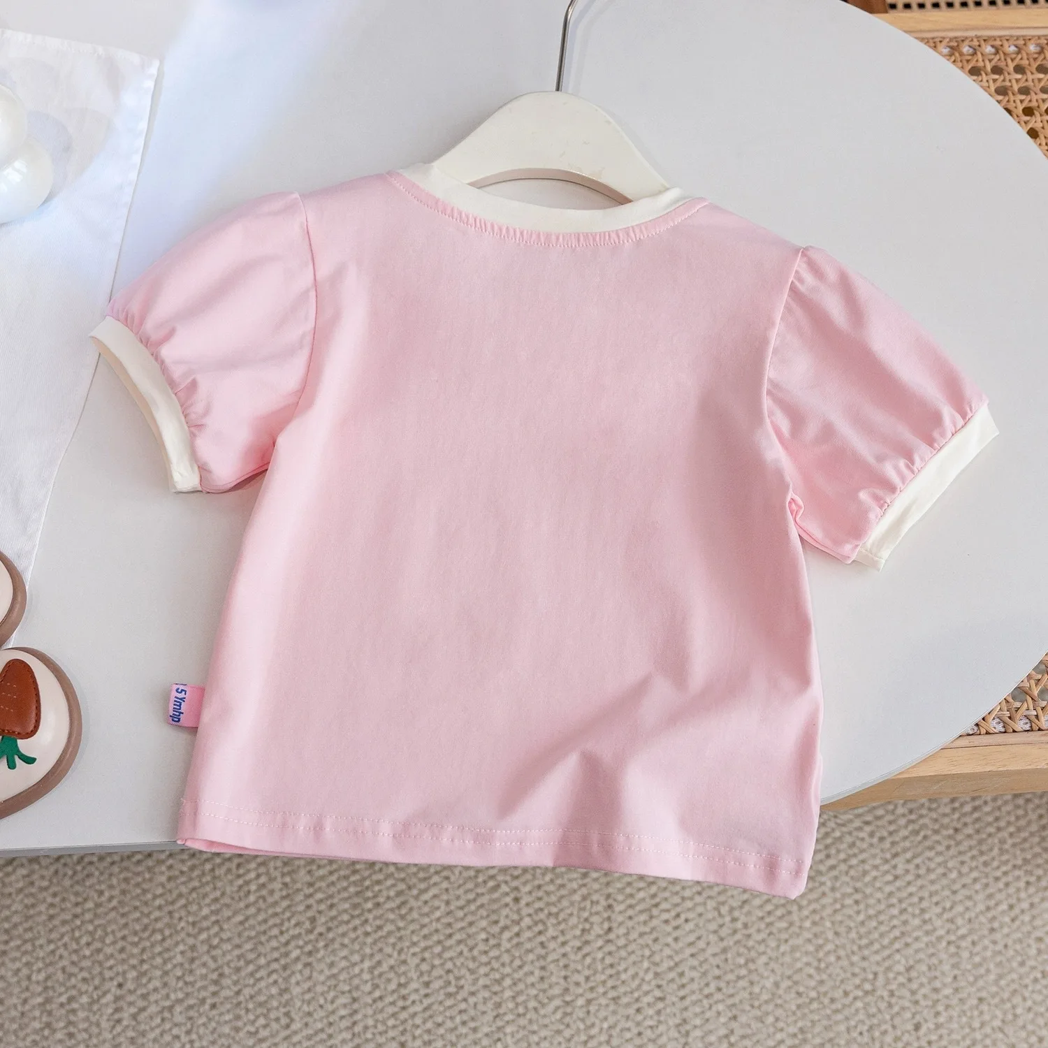 Children\'s Cotton Tees Fashion Solid Color T-shirt Summer 2024 New Girls Casual Loose Top Kids Baby Short Sleeve T-shirt