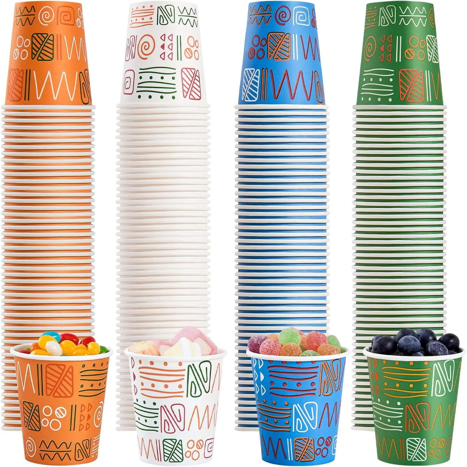 

500 Pack 5oz Colorful Disposable Paper Cups for Parties, Picnics, Barbecues, Travel and Events