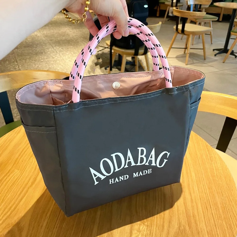 

Storage Multifunctional Letter Handbag Large Capacity Waterproof Mommy Bag Contrast Color Umbrella Fabric Lunch Bag Women
