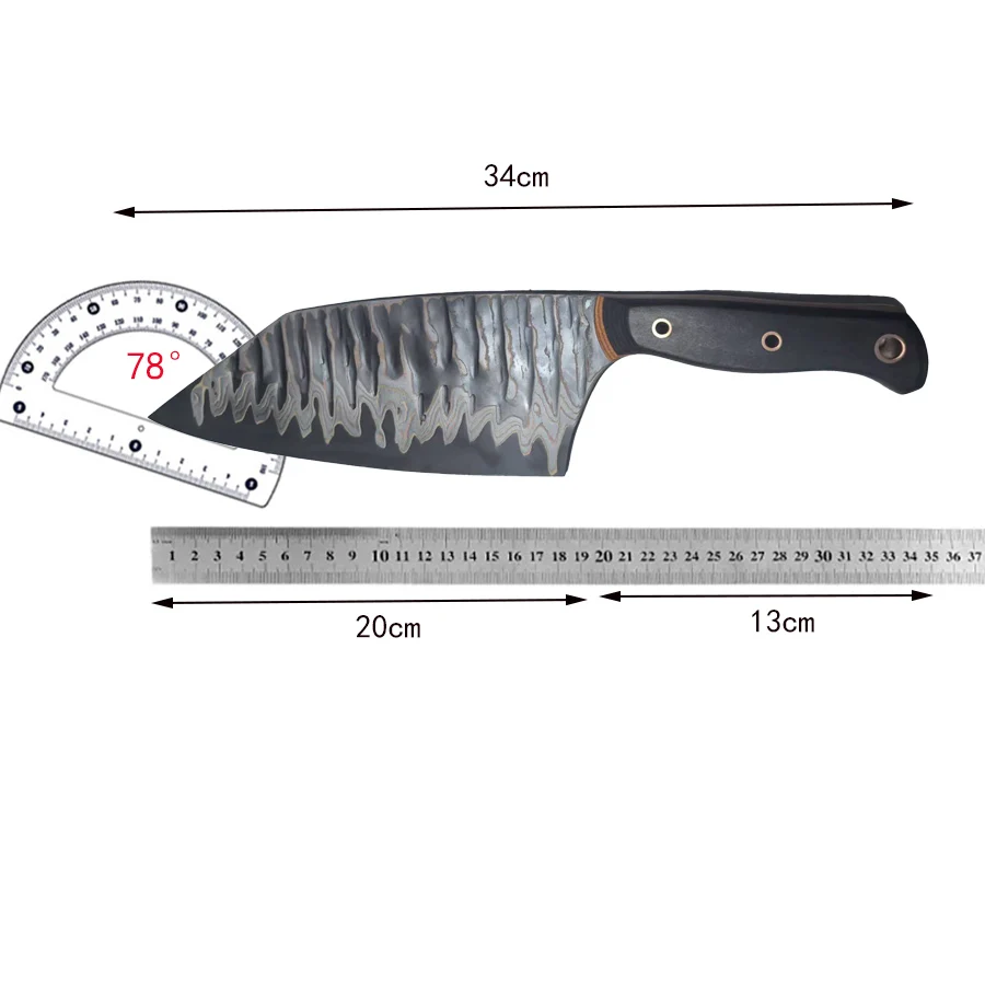 8 Inch Slicing Knife Tricolour Copper Damasus Steel Blade Cleaver Meat Cutting Vegetables Handmade Kitchen Knives Wood Handle