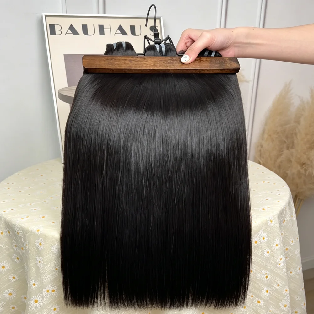 24 26 Inch Real Remy Weave Silky Raw Hair Vietnamese Natural Black Bone Straight Bundles 100% Human Hair 2 3 4 Pcs Unprocessed Double Weft Thick Full Ends Premium Human Hair Bundles Extensions