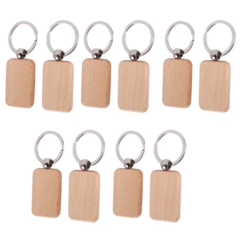 

10 Pack Blank Wooden Key Chain Unfinished Wood Pendant Blanks With Keyrings For EDC Tags DIY Key Craft Supplies