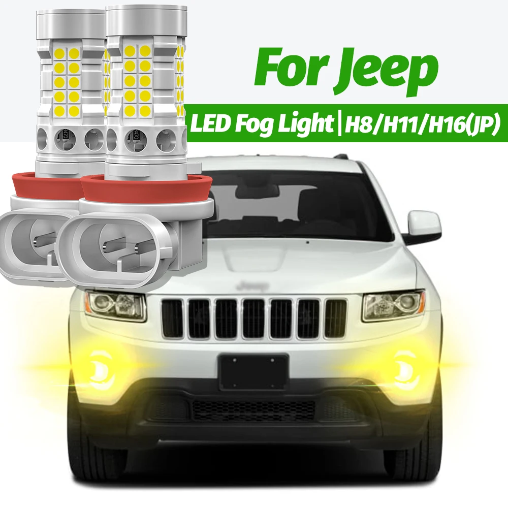 2 stücke LED Nebel Licht Blub Lampe H11 Canbus Kein Fehler Für Jeep Cherokee KL 2014-2019 Kompass 2011-2021 Grand Cherokee 4 Renegade