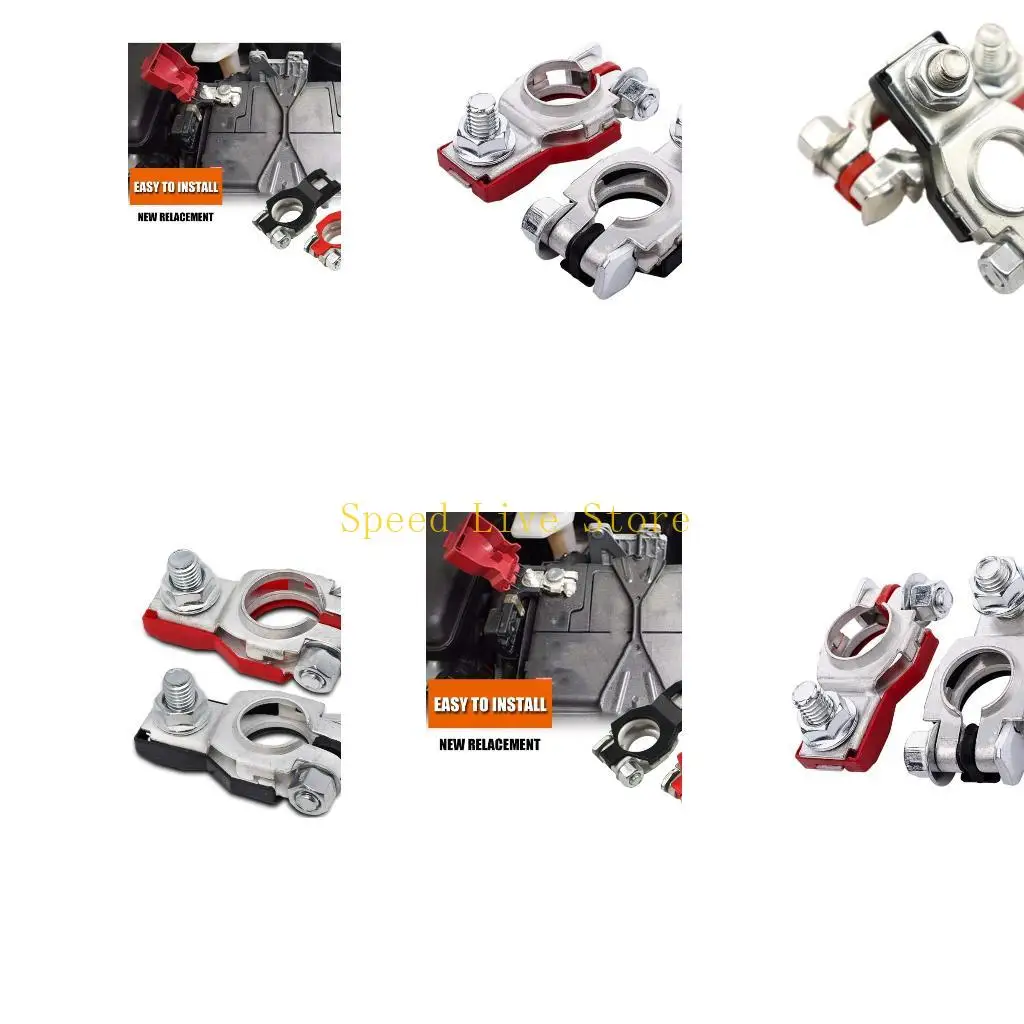 547C Upper Hardware Battery Terminal Clamp Pair with Positive Negative Covers for Car Motorcycle Battery Repair Service Terminal