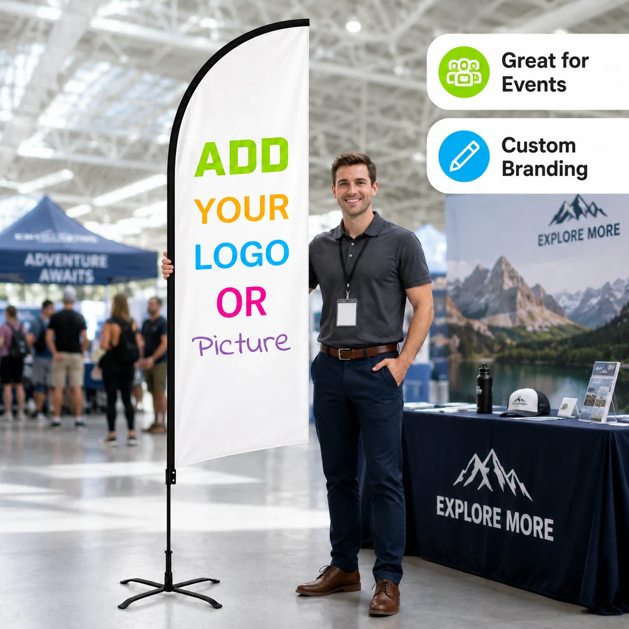 Customized feather flags, no flagpole,, suitable for commercial exhibitions and store promotion activities