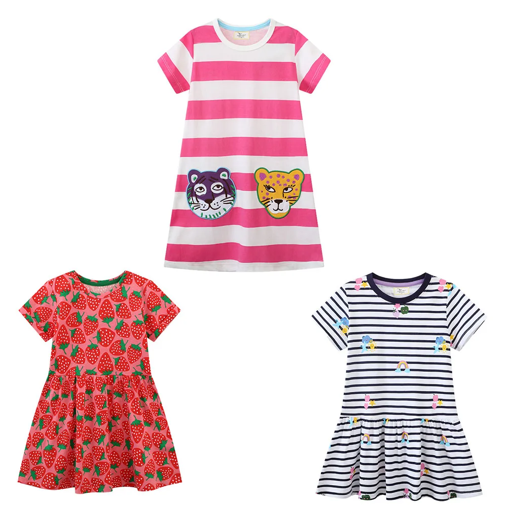 

Jumping Meters Princess Girls Dresses Strawberry Cotton Kids Clothing Summer Hot Selling Cute Toddler Baby Costume